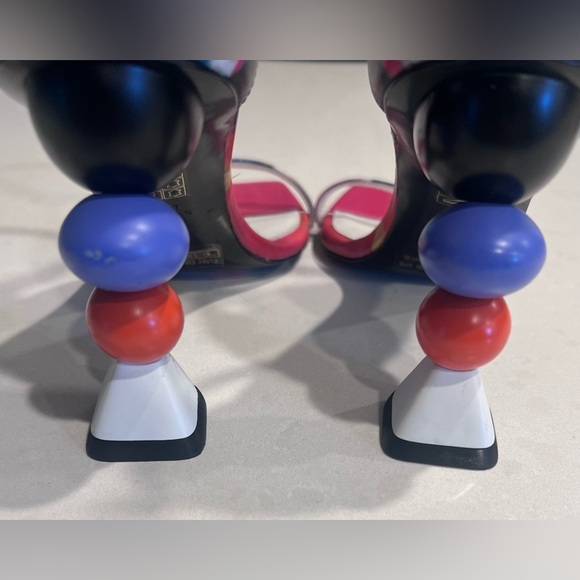 Stuart Weitzman x KidSuper Nudistcurve Womens Leather Heels Sandals Mult… - Picture 7 of 8